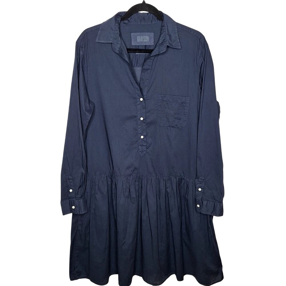 Grayson Frank & Eileen Changemaker Dress Navy Shirtdress 03 Medium Dropwaist
